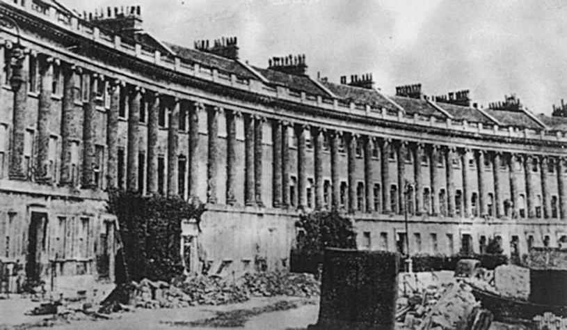 Blitz damage at the Royal Crescent
